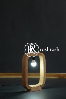 teak wood lamp with O shape for table lighting